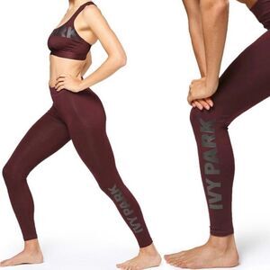 Ivy Park Burgundy Logo Branded Leggings